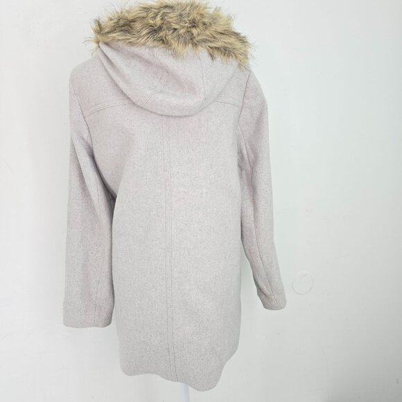 J. Crew Gray Wool Vail Fur Hooded Parka Coat Long Jacket Women Size 14 - Picture 8 of 11
